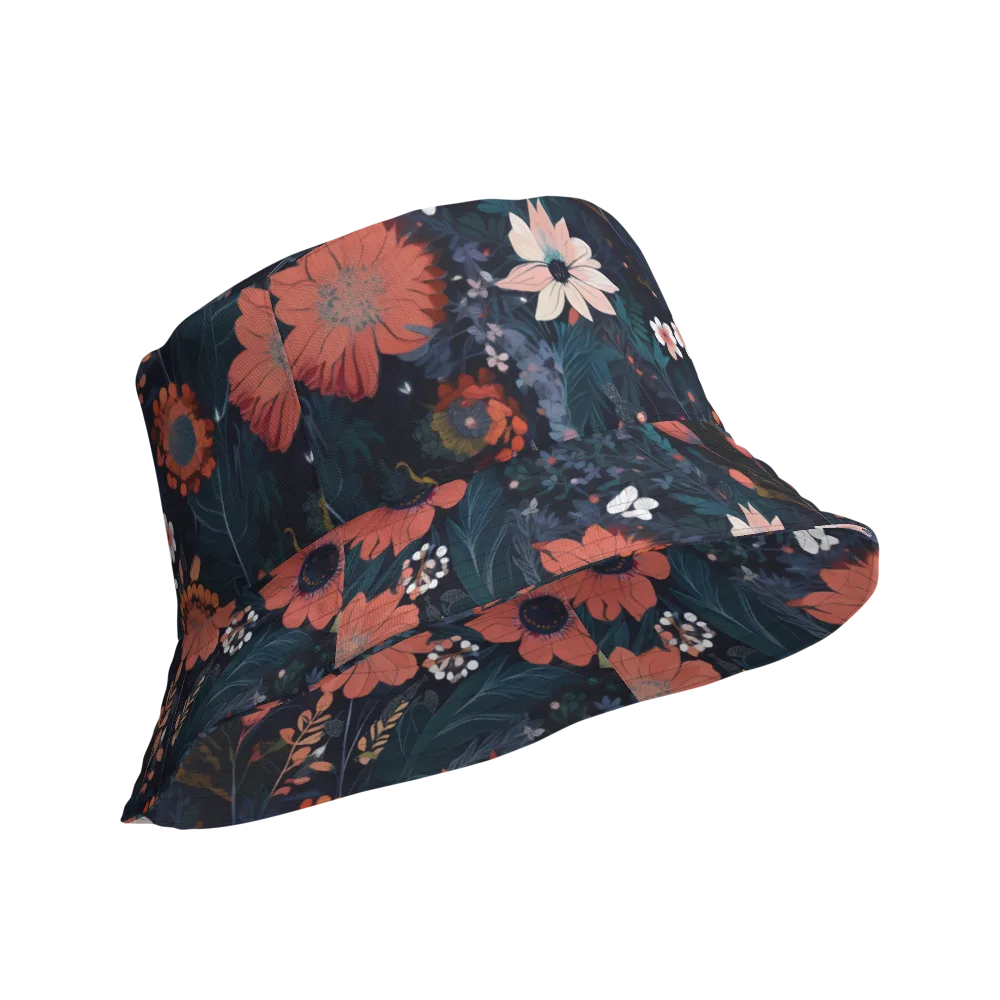 Coral Nocturne on Reversible Bucket Hat — Product details Outside
