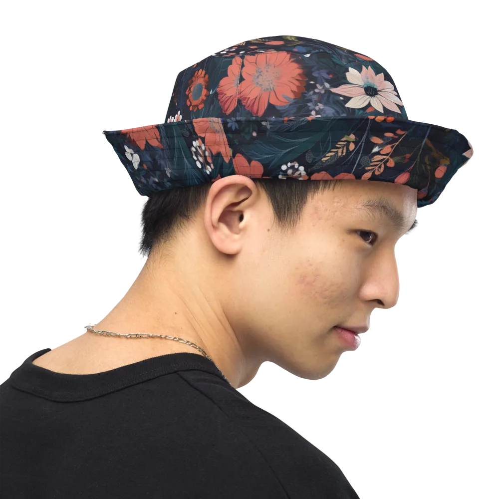 Coral Nocturne on Reversible Bucket Hat — Right Outside