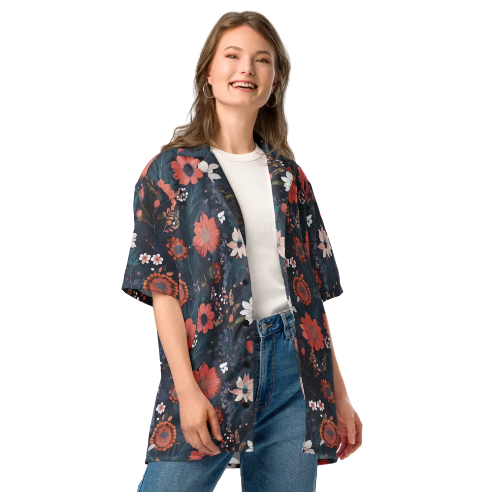 Coral Nocturne on Button Shirt — Front