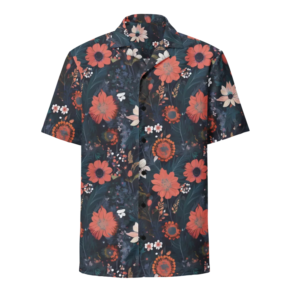 Coral Nocturne on Button Shirt — Front
