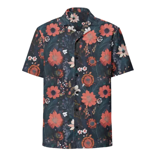 Coral Nocturne on a Button Shirt