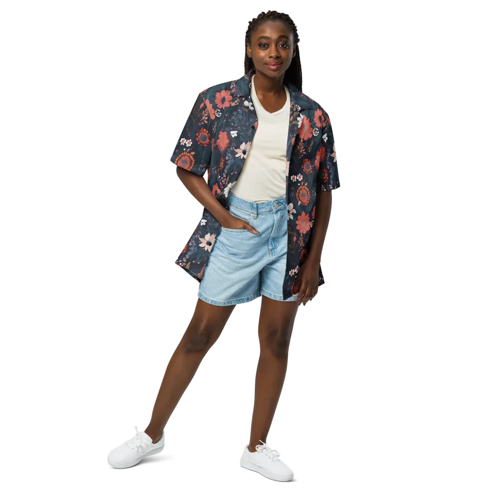 Coral Nocturne on Button Shirt — Front
