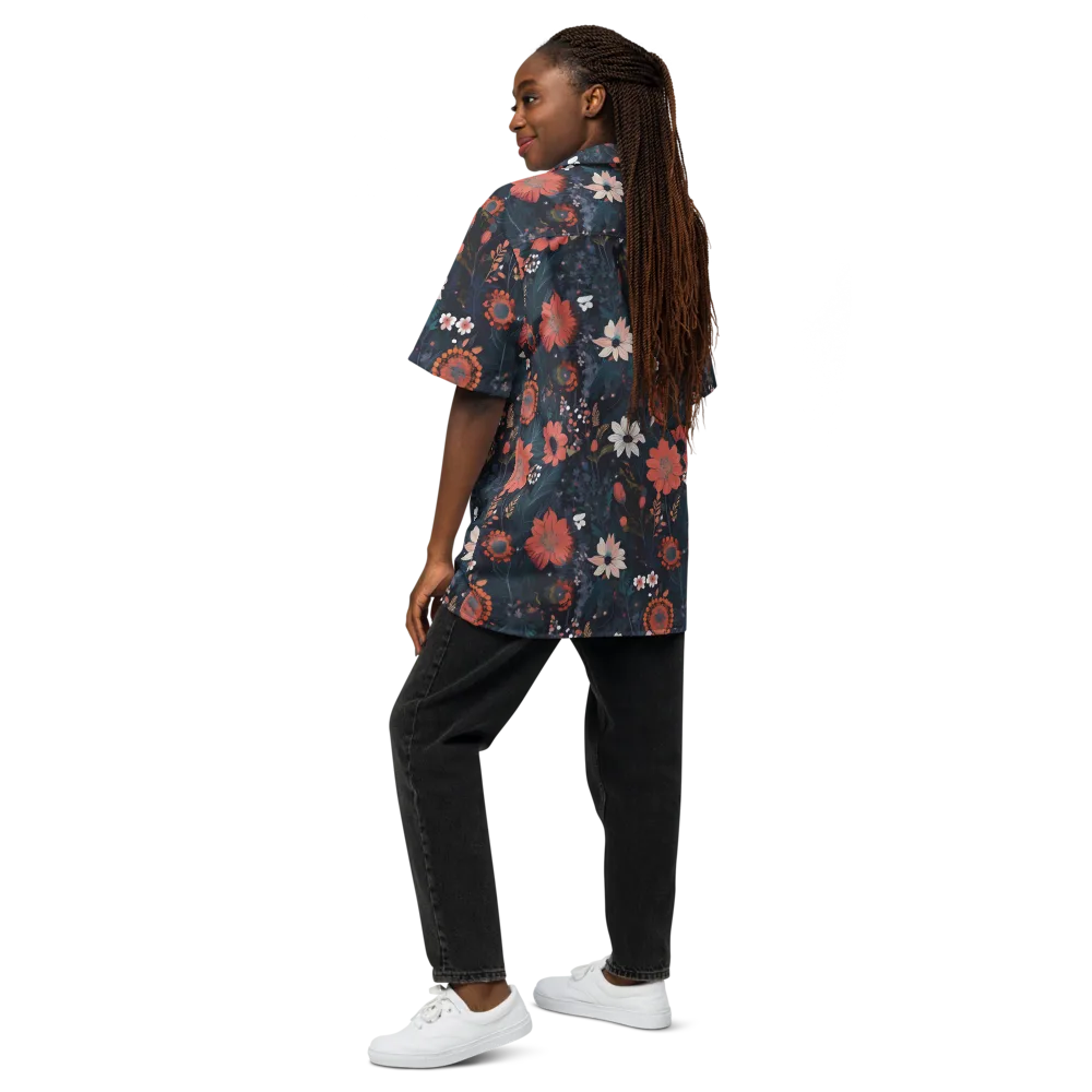 Coral Nocturne on Button Shirt — Back