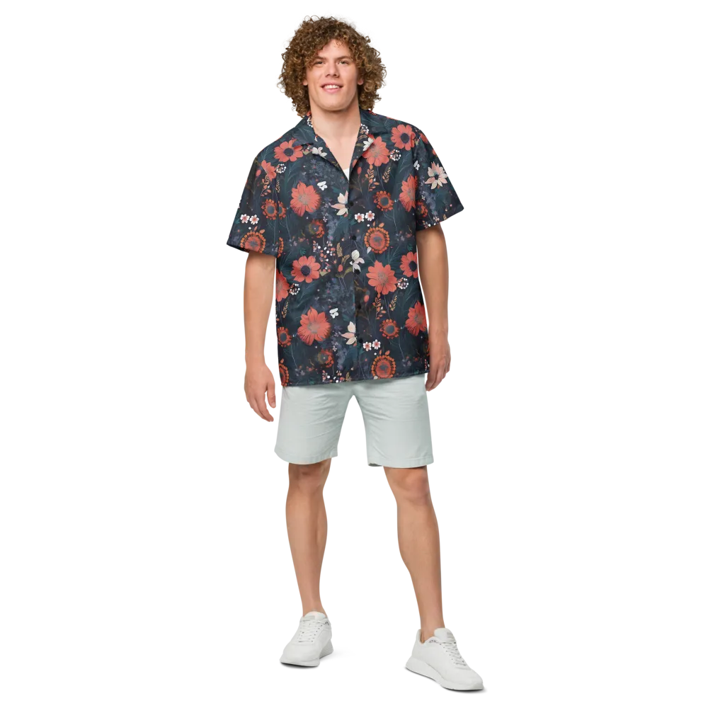 Coral Nocturne on Button Shirt — Front