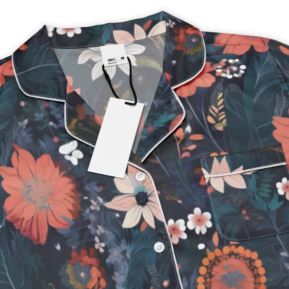 Coral Nocturne on Women's Short Sleeve Pajama Top — Product details
