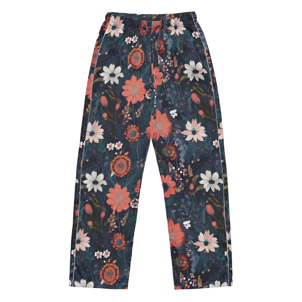 Coral Nocturne on Women's Pajama Pants — Front