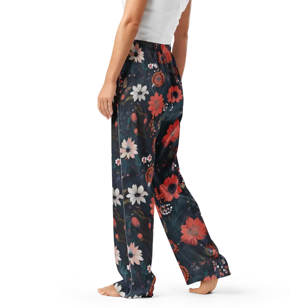 Coral Nocturne on Women's Pajama Pants — Left