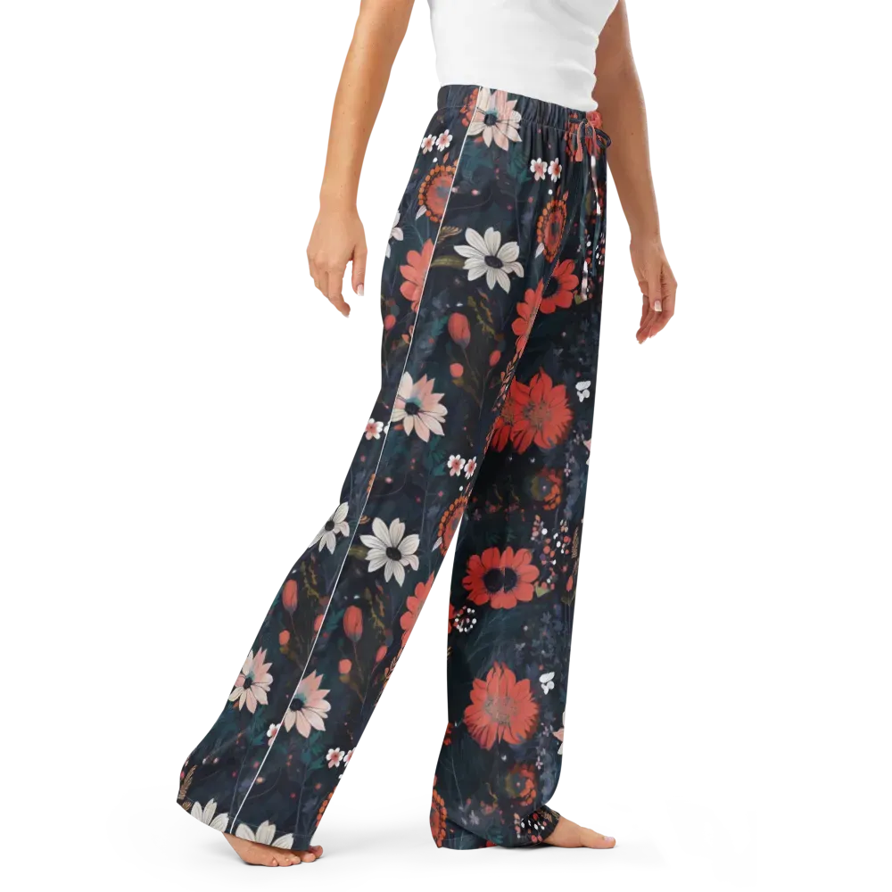 Coral Nocturne on Women's Pajama Pants — Right Front