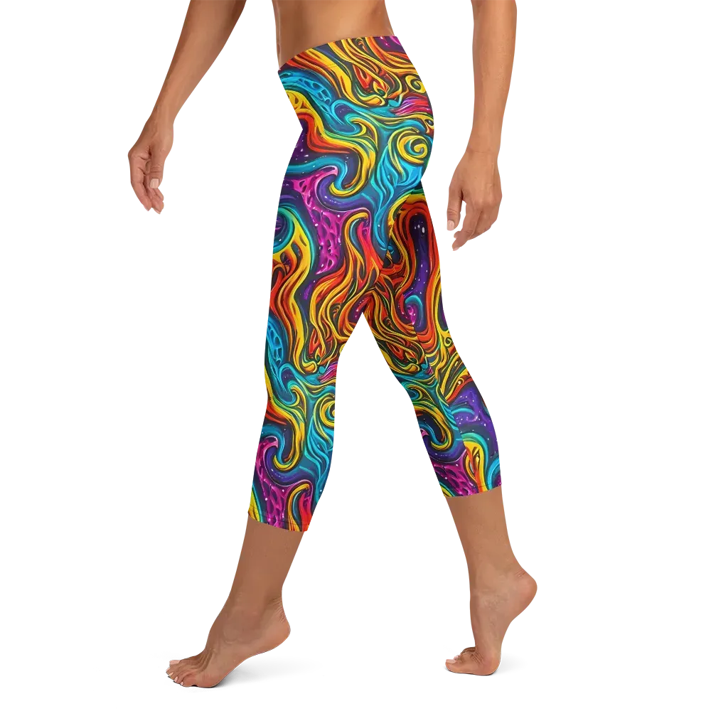 Rainbow Alchemy on Capri Leggings — Left