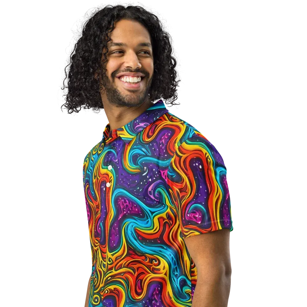 Rainbow Alchemy on Men's Slim Fit Polo Shirt — Left Front