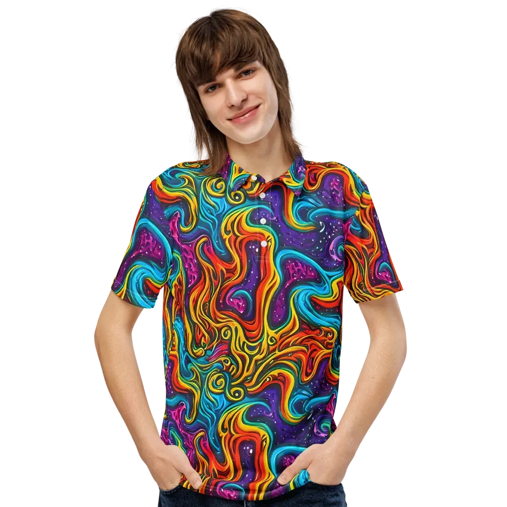 Rainbow Alchemy on Men's Slim Fit Polo Shirt — Front