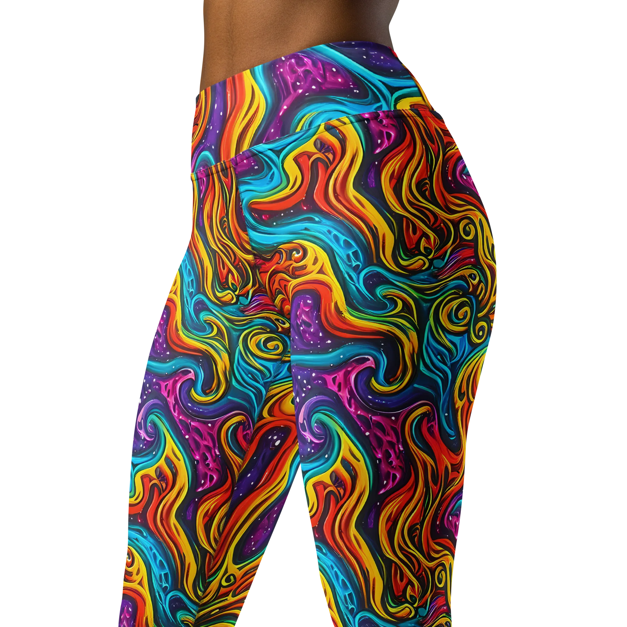 Rainbow Alchemy on Yoga Leggings — Left Front