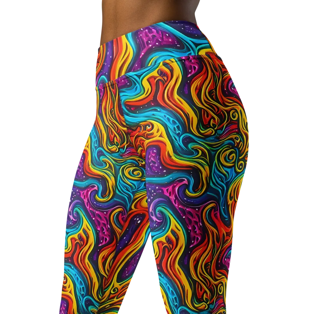 Rainbow Alchemy on Yoga Leggings — Left Front