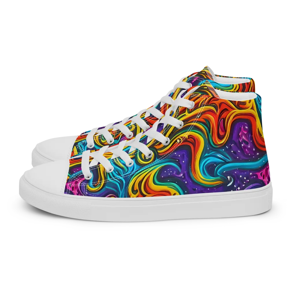 Rainbow Alchemy on Men's High Top Canvas Shoes — Left