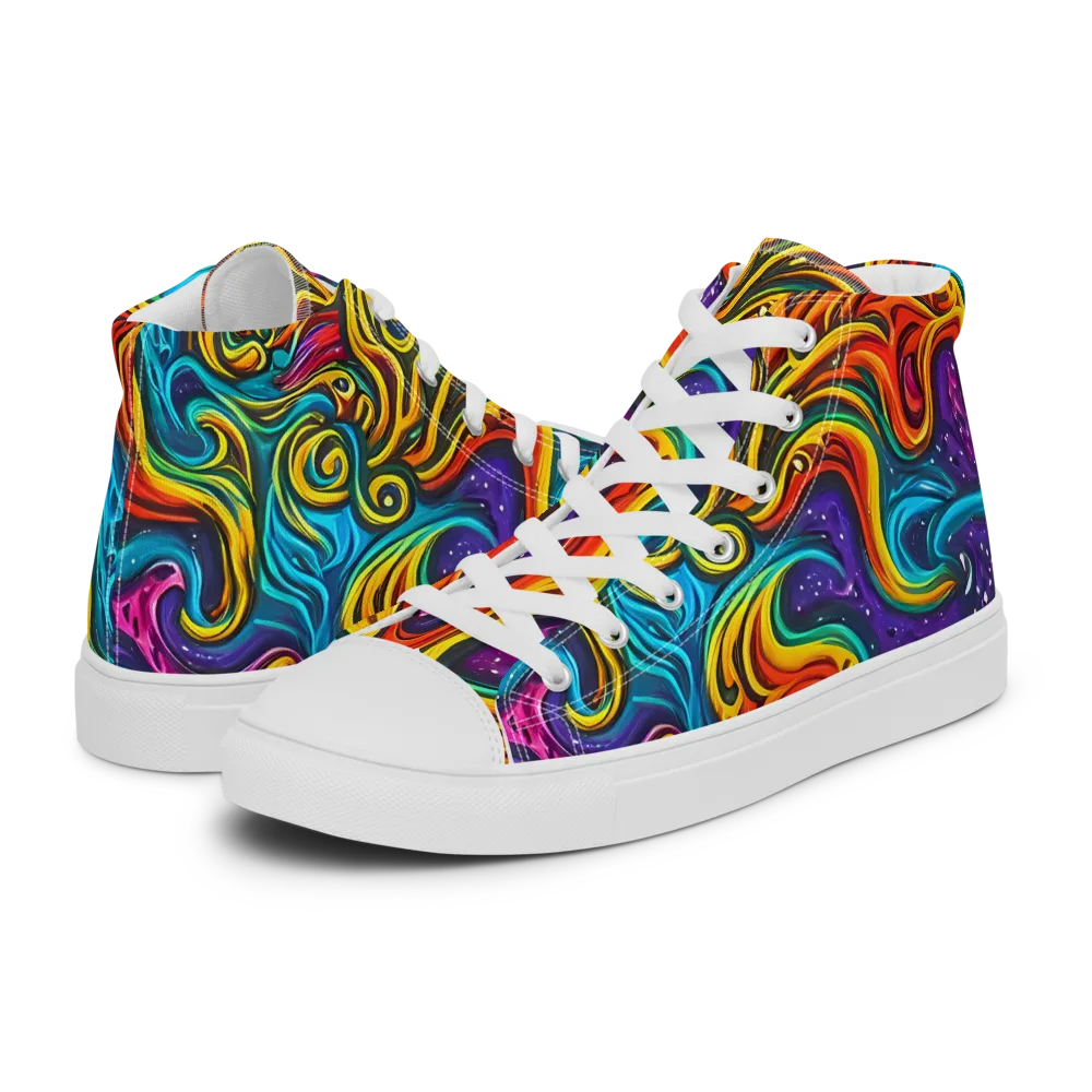 Rainbow Alchemy on Men's High Top Canvas Shoes — Left