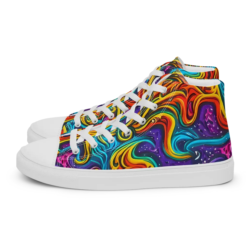 Rainbow Alchemy on Women's High Top Canvas Shoes — Left