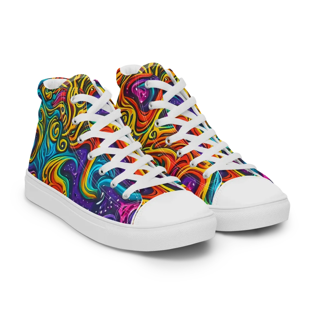 Rainbow Alchemy on Women's High Top Canvas Shoes — Right Front