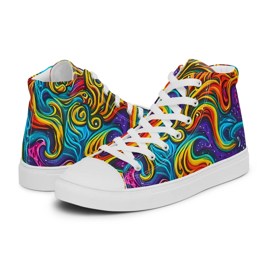Rainbow Alchemy on Women's High Top Canvas Shoes — Left