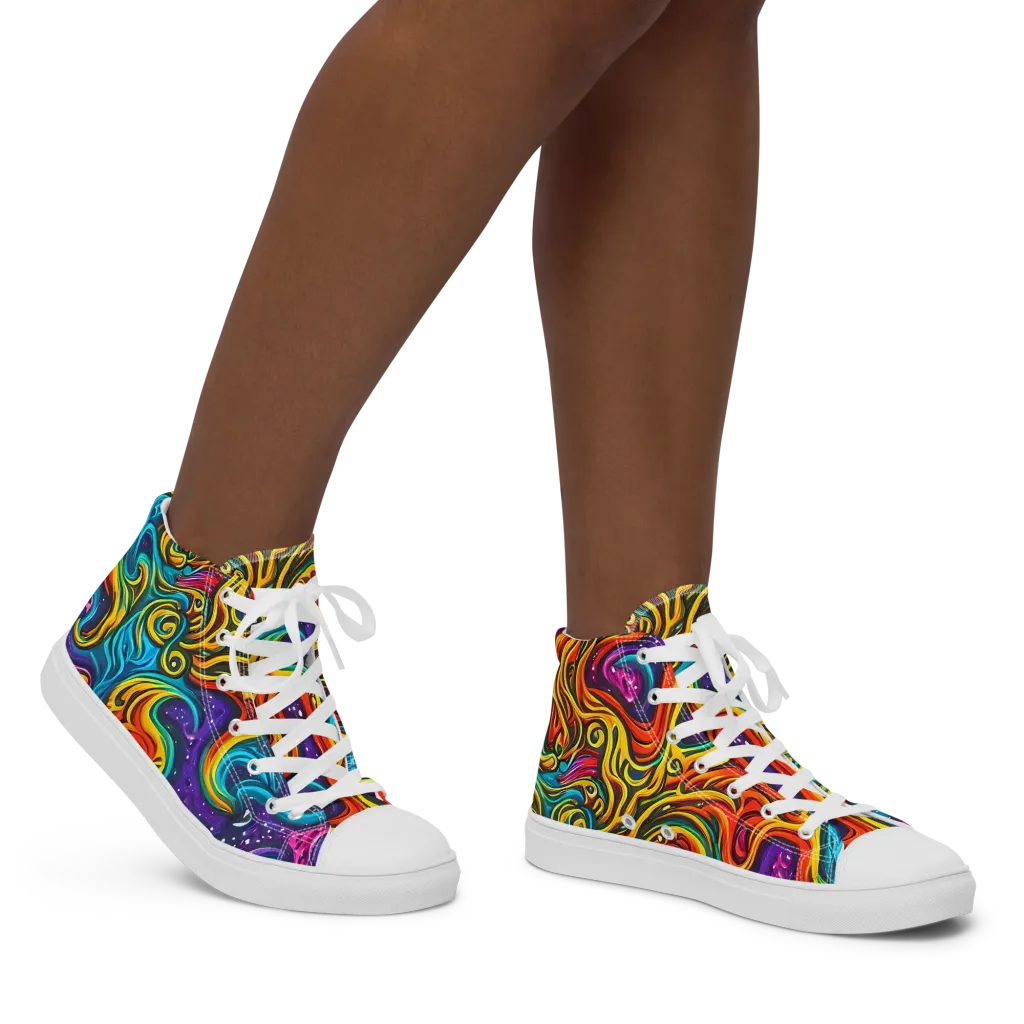 Rainbow Alchemy on Women's High Top Canvas Shoes — Right