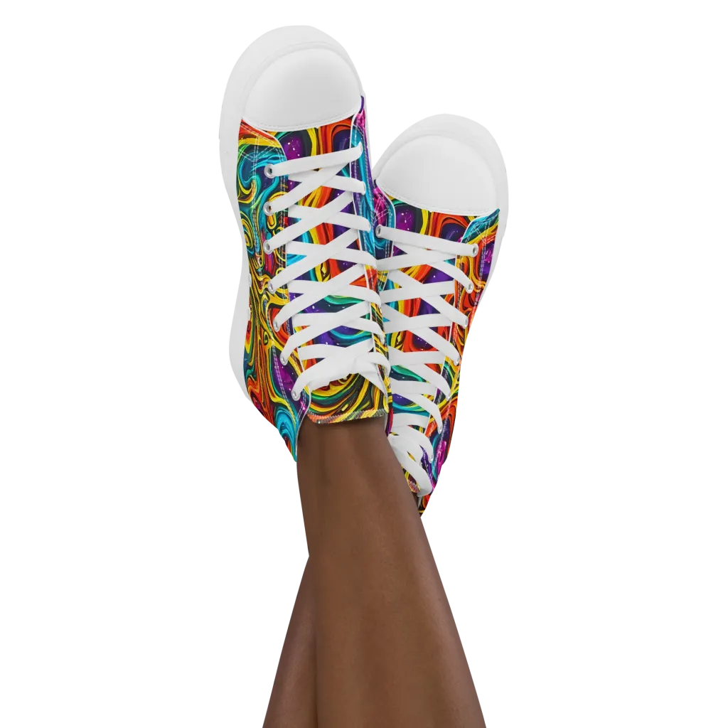Rainbow Alchemy on Women's High Top Canvas Shoes — Front