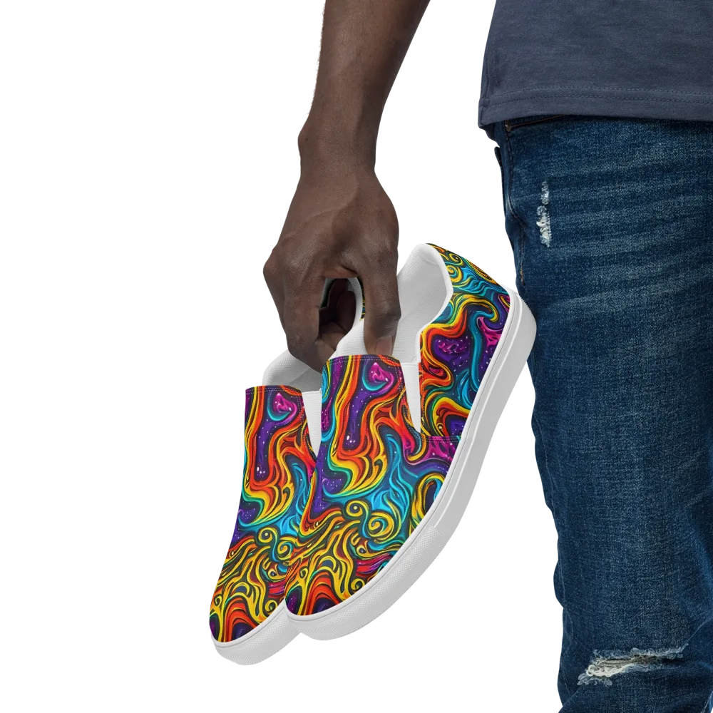 Rainbow Alchemy on Men's Slip-On Canvas Shoes — Left Front