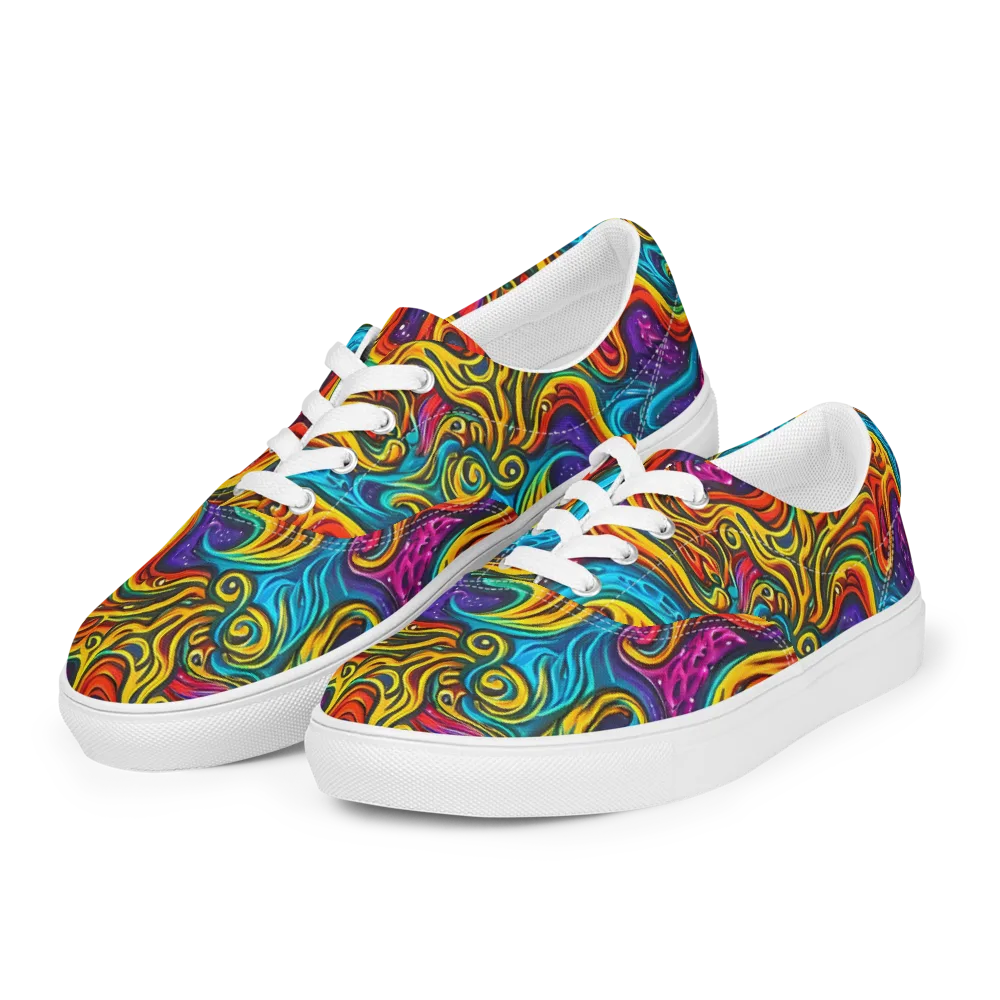 Rainbow Alchemy on Men's Lace-Up Canvas Shoes — Left Front