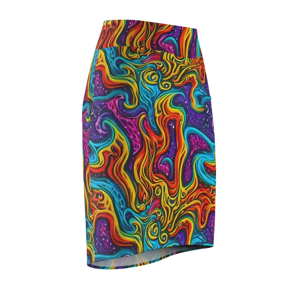 Rainbow Alchemy on Pencil Skirt — Front Side