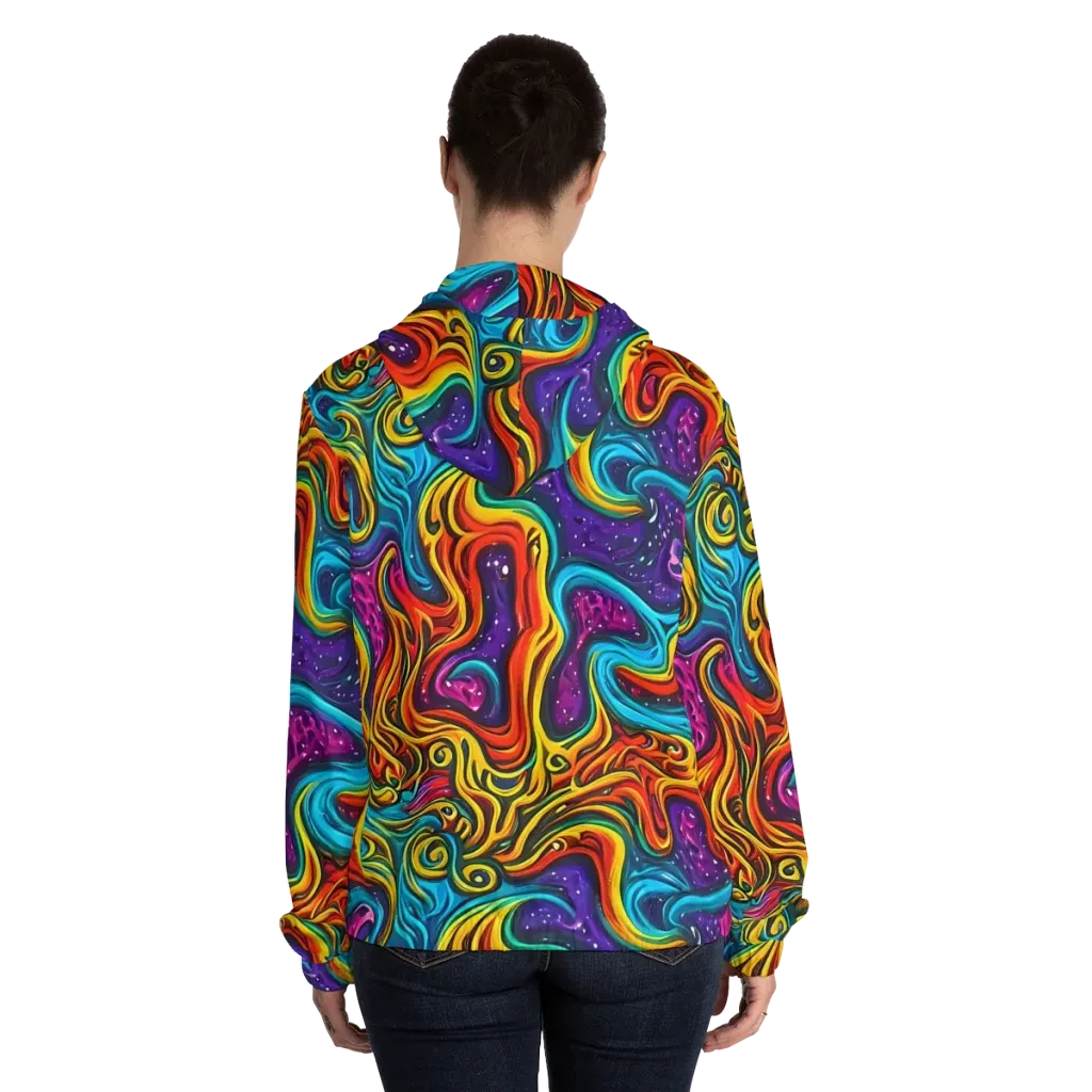 Rainbow Alchemy on Women's Full-Zip Hoodie — Back On Person