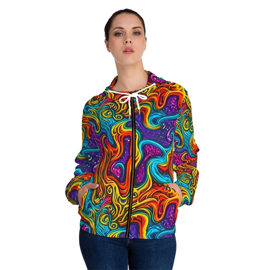 Rainbow Alchemy on Women's Full-Zip Hoodie — Front On Person