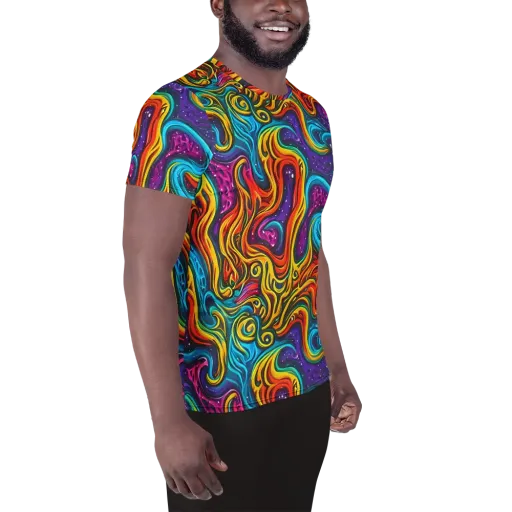 Rainbow Alchemy on a Men's Athletic T-Shirt