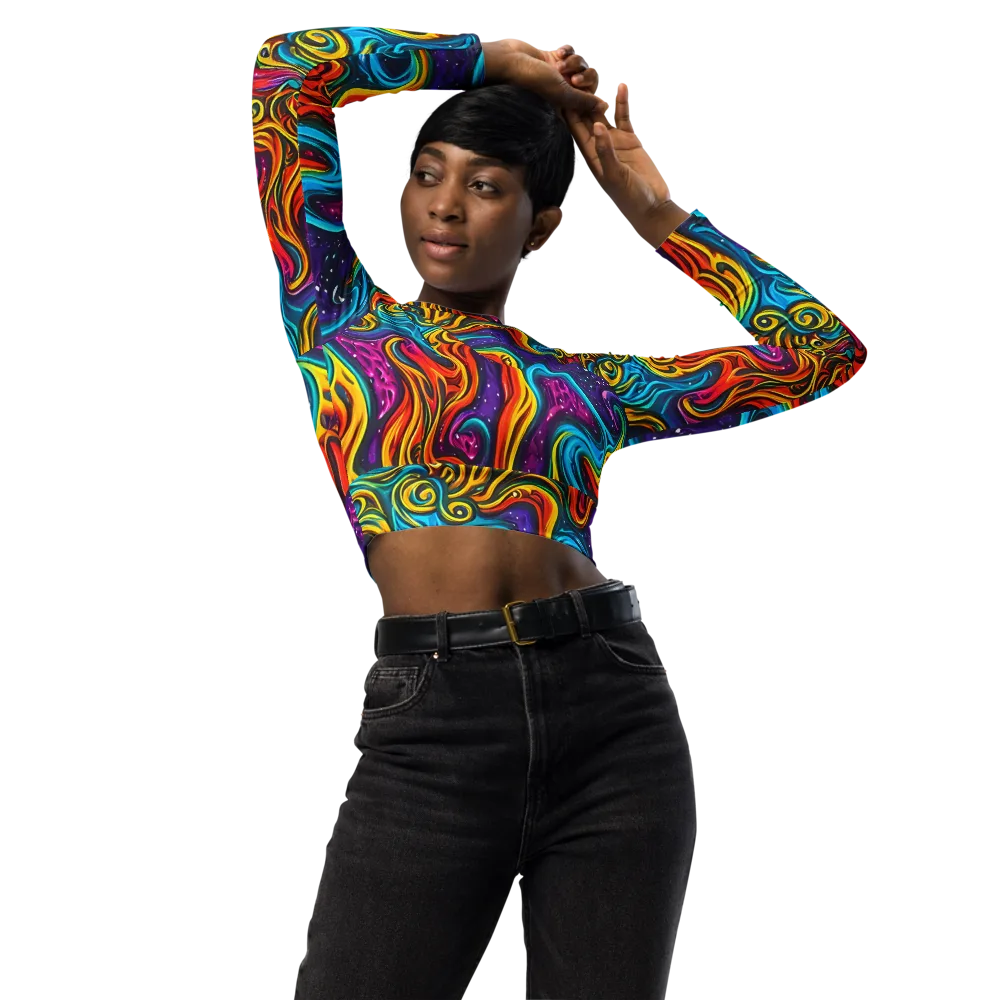 Rainbow Alchemy on Long Sleeve Crop Top — Front