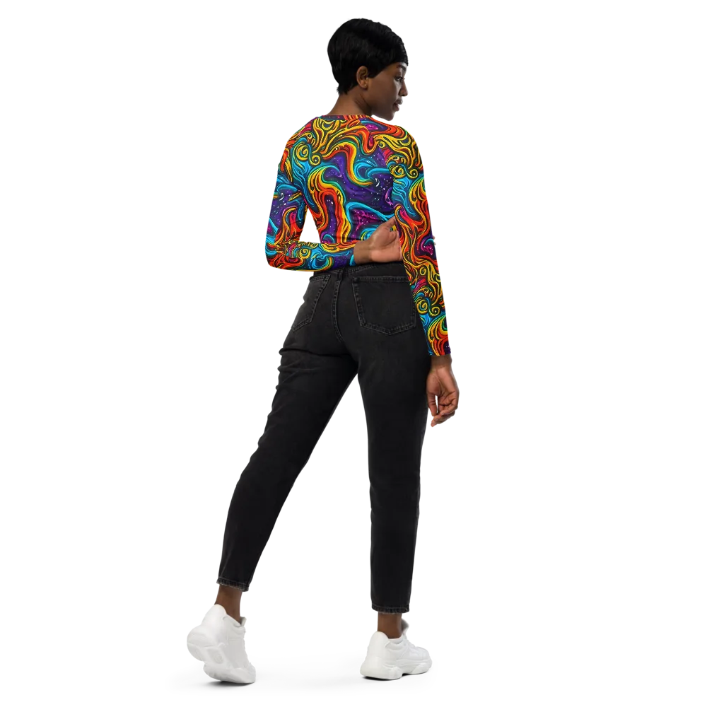 Rainbow Alchemy on Long Sleeve Crop Top — Right Back
