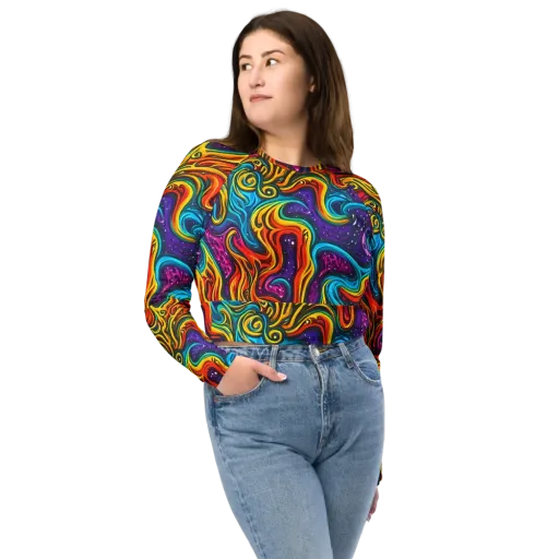 Rainbow Alchemy on a Long Sleeve Crop Top