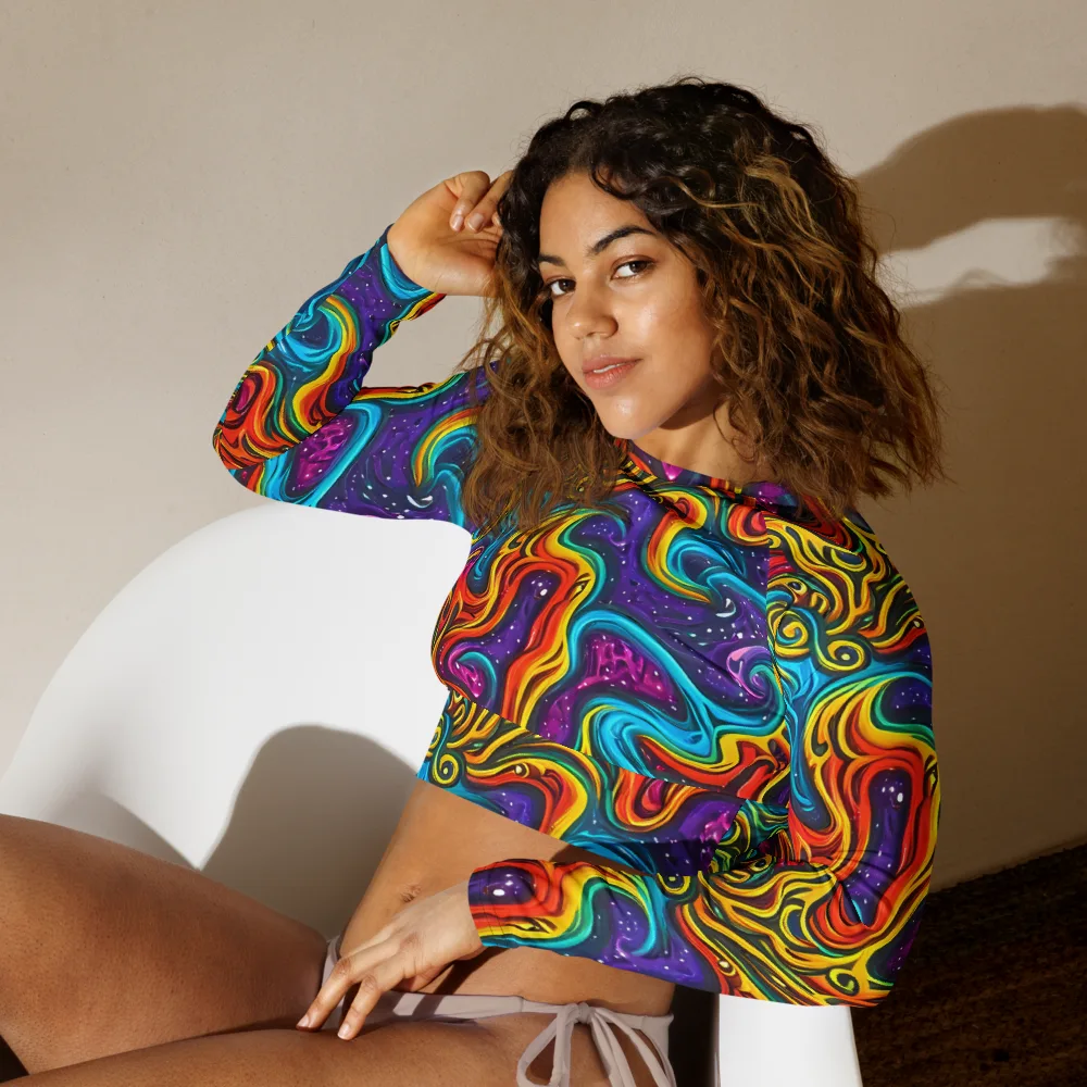 Rainbow Alchemy on Long Sleeve Crop Top — Left Front