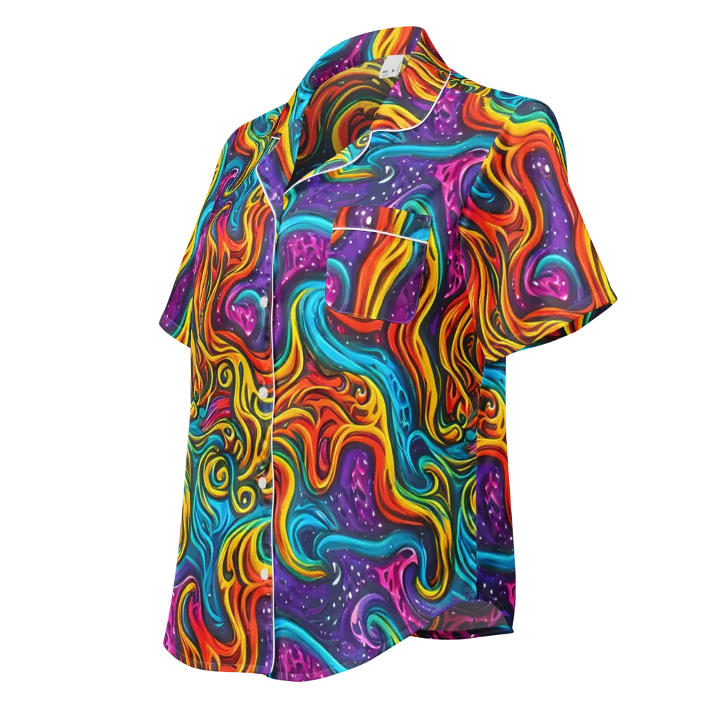 Rainbow Alchemy on Women's Short Sleeve Pajama Top — Left Front