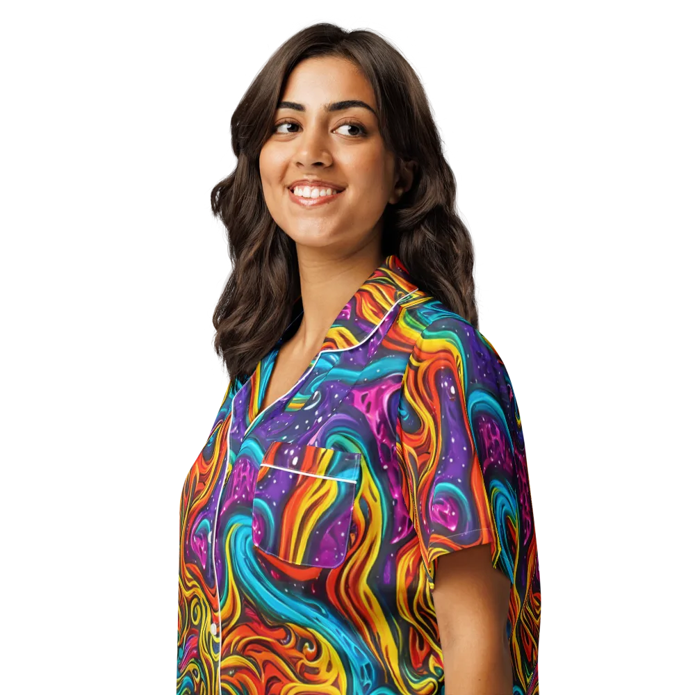 Rainbow Alchemy on Women's Short Sleeve Pajama Top — Left Front