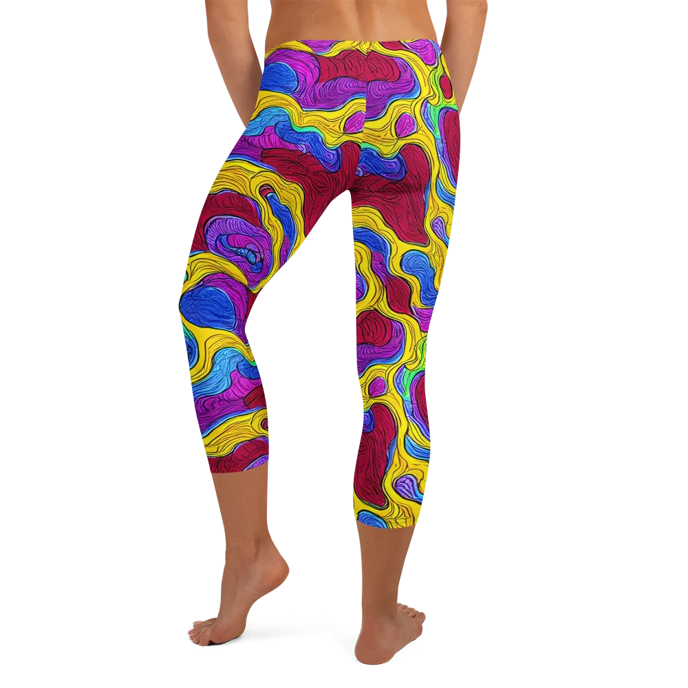 Neon Oceanic on Capri Leggings — Back