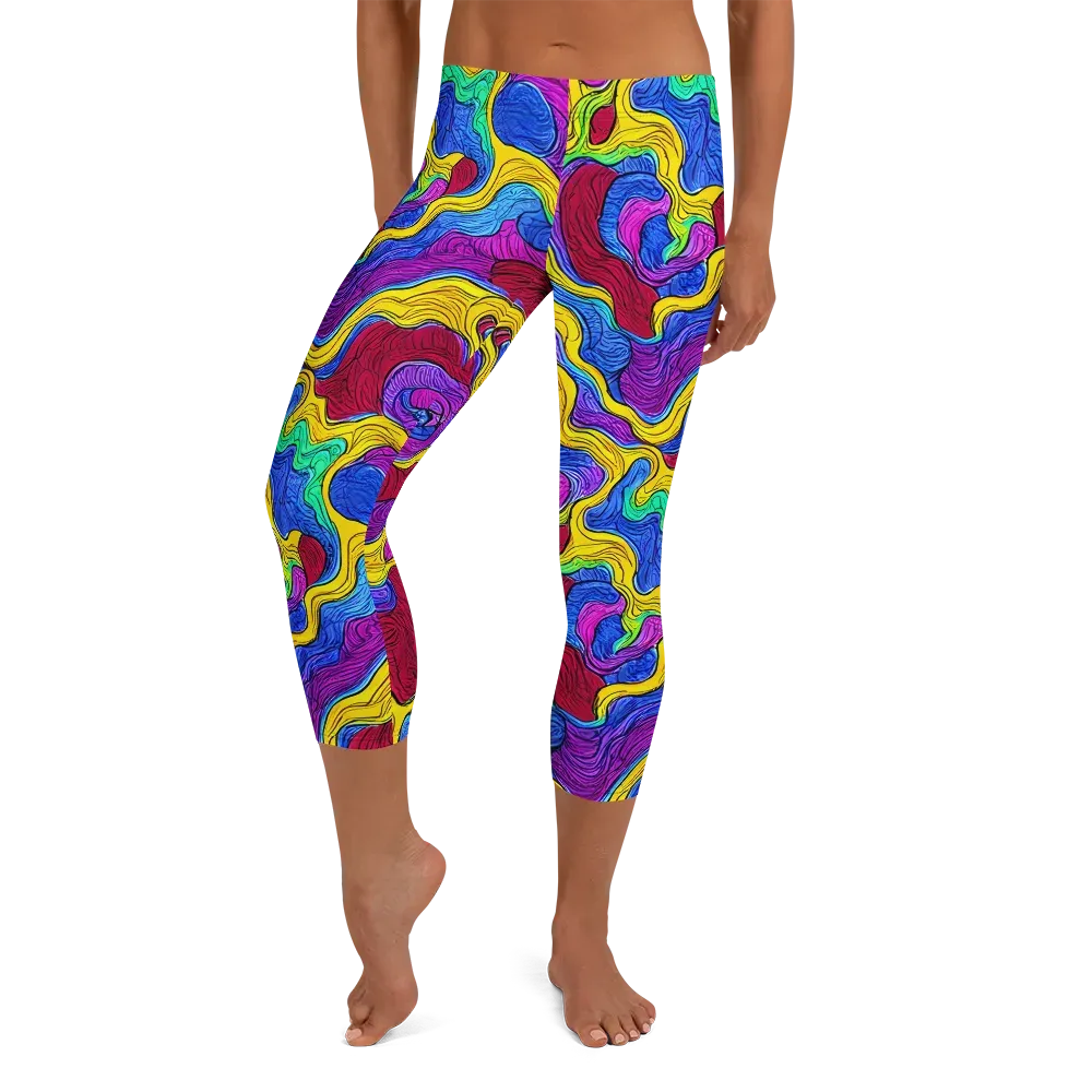 Neon Oceanic on Capri Leggings — Front