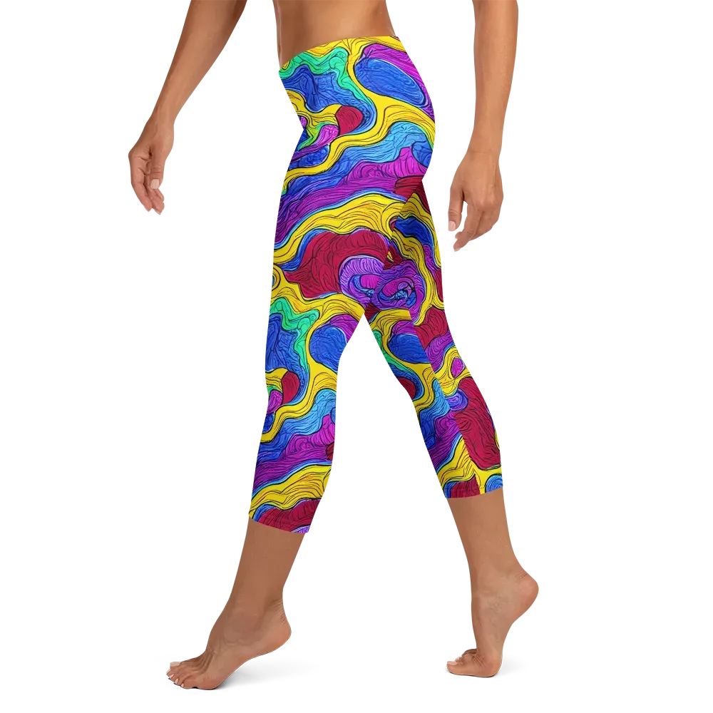 Neon Oceanic on Capri Leggings — Left