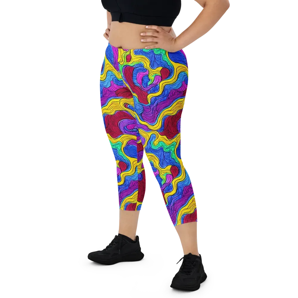 Neon Oceanic on Capri Leggings — Front