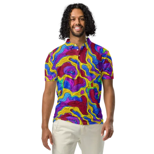 Neon Oceanic on a Men's Slim Fit Polo Shirt