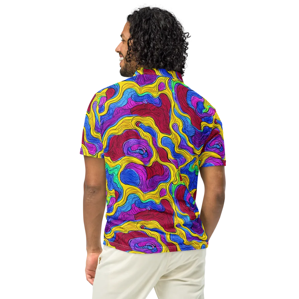 Neon Oceanic on Men's Slim Fit Polo Shirt — Back