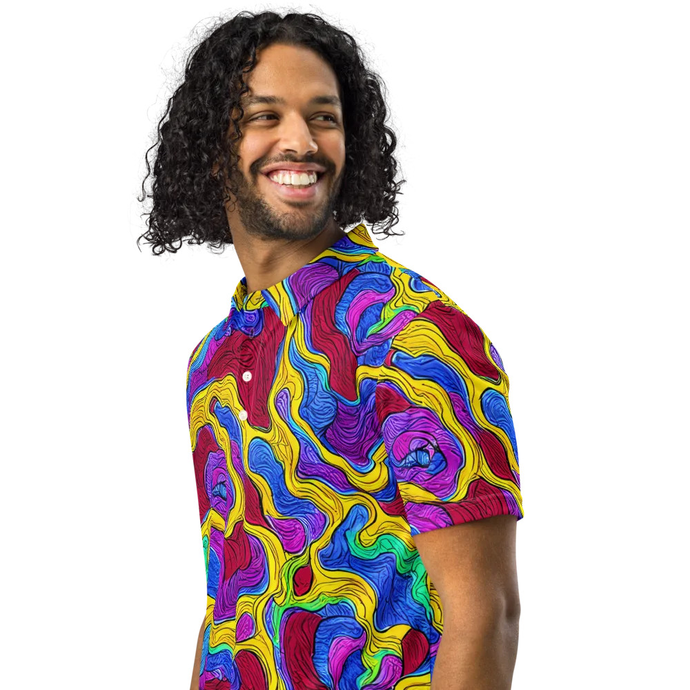 Neon Oceanic on Men's Slim Fit Polo Shirt — Left Front