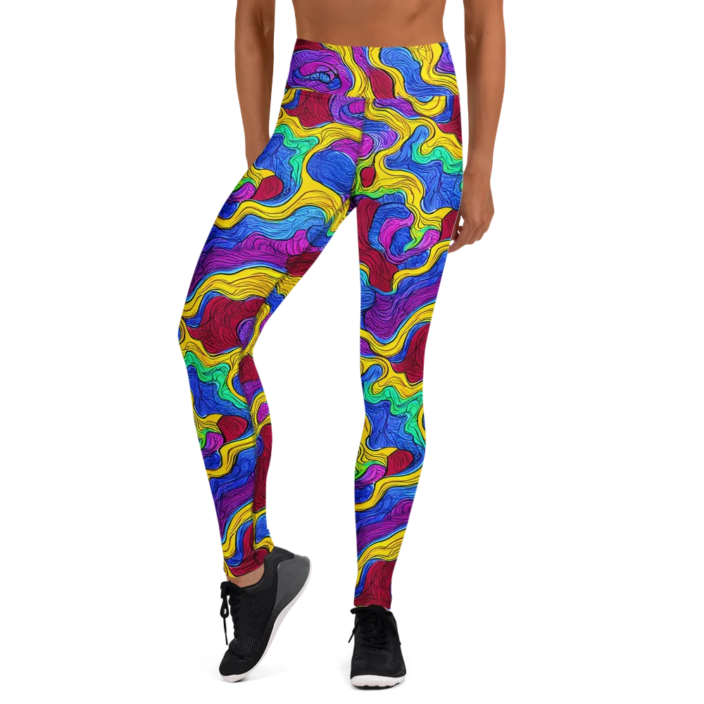 Neon Oceanic on Yoga Leggings — Front