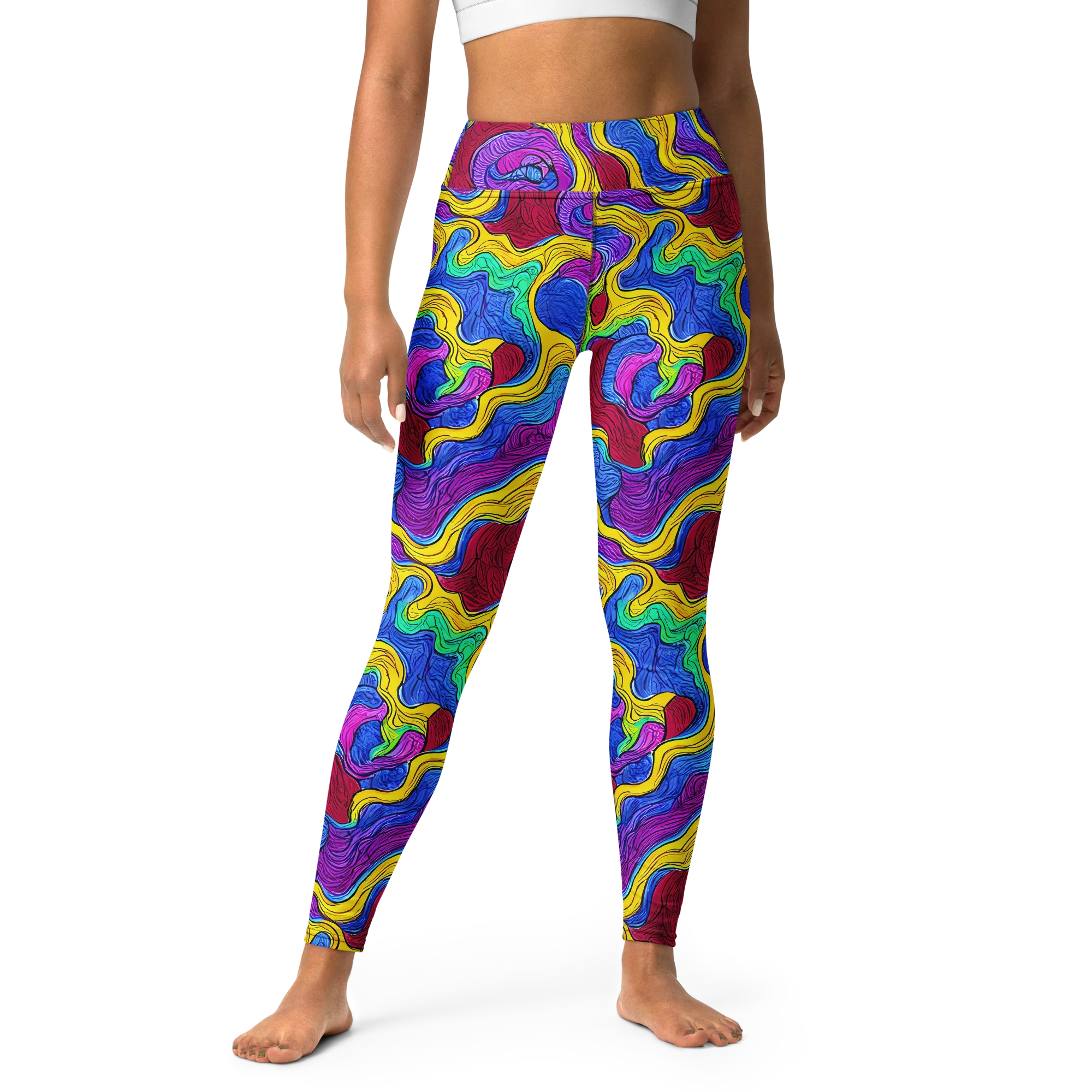 Neon Oceanic on Yoga Leggings — Front