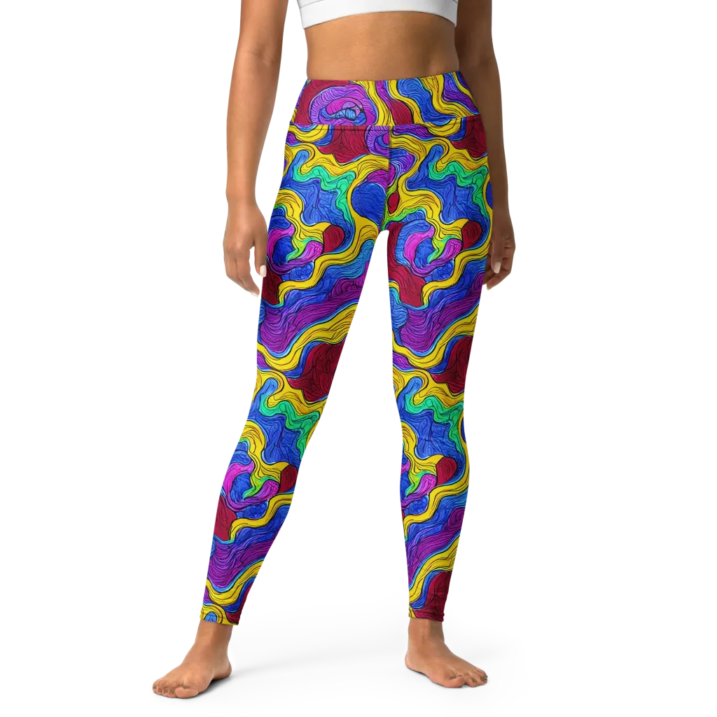 Neon Oceanic on Yoga Leggings — Front