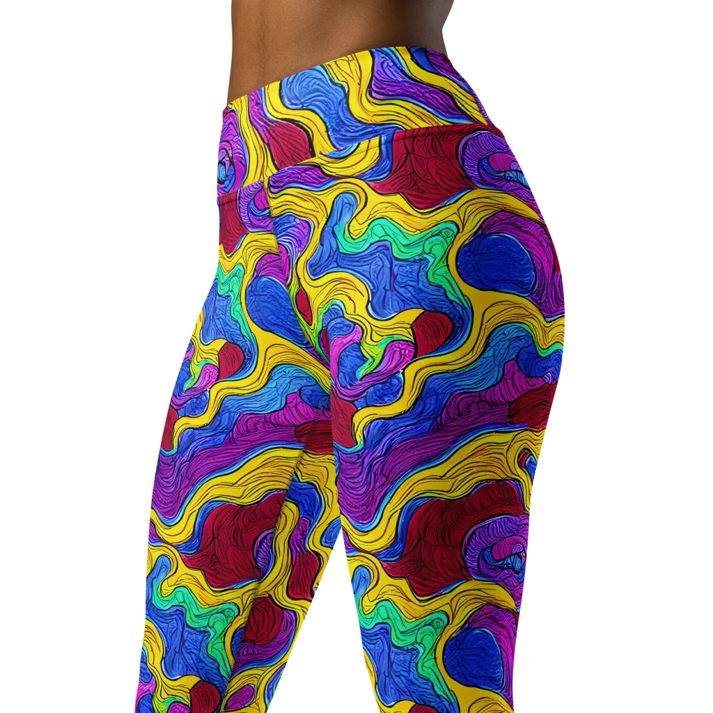 Neon Oceanic on Yoga Leggings — Left Front