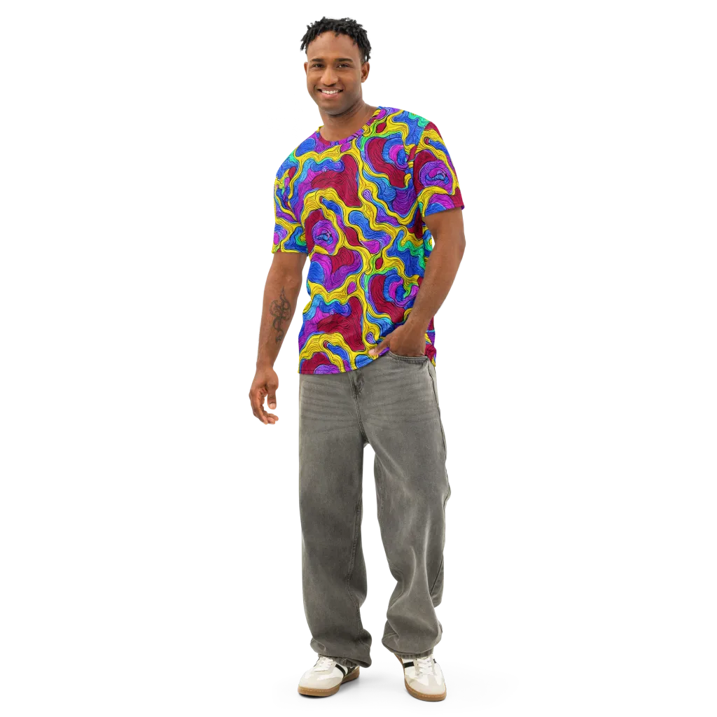 Neon Oceanic on Men's Cotton Crew Neck T-Shirt — Front