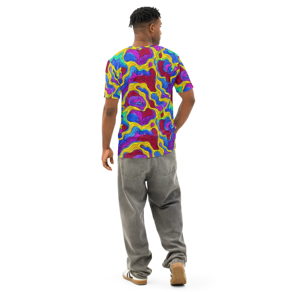 Neon Oceanic on Men's Cotton Crew Neck T-Shirt — Back