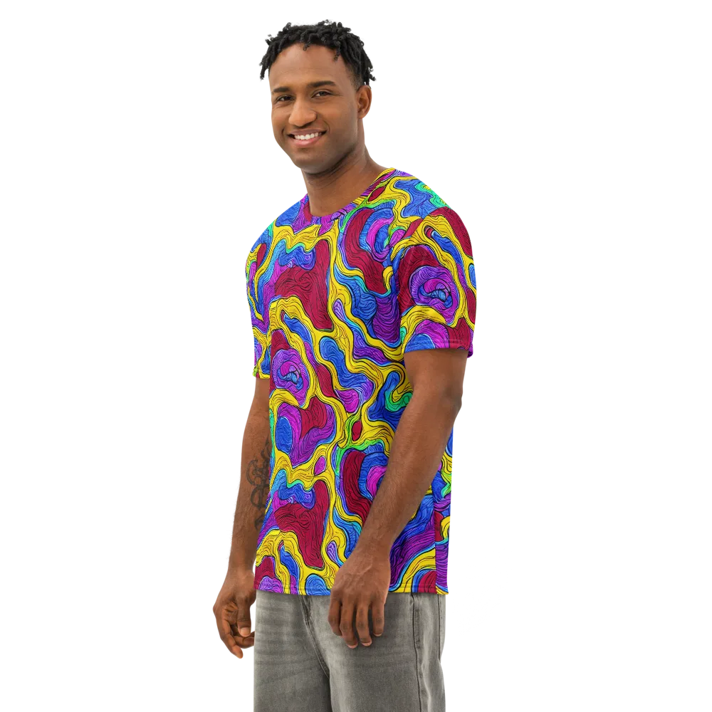 Neon Oceanic on Men's Cotton Crew Neck T-Shirt — Left Front